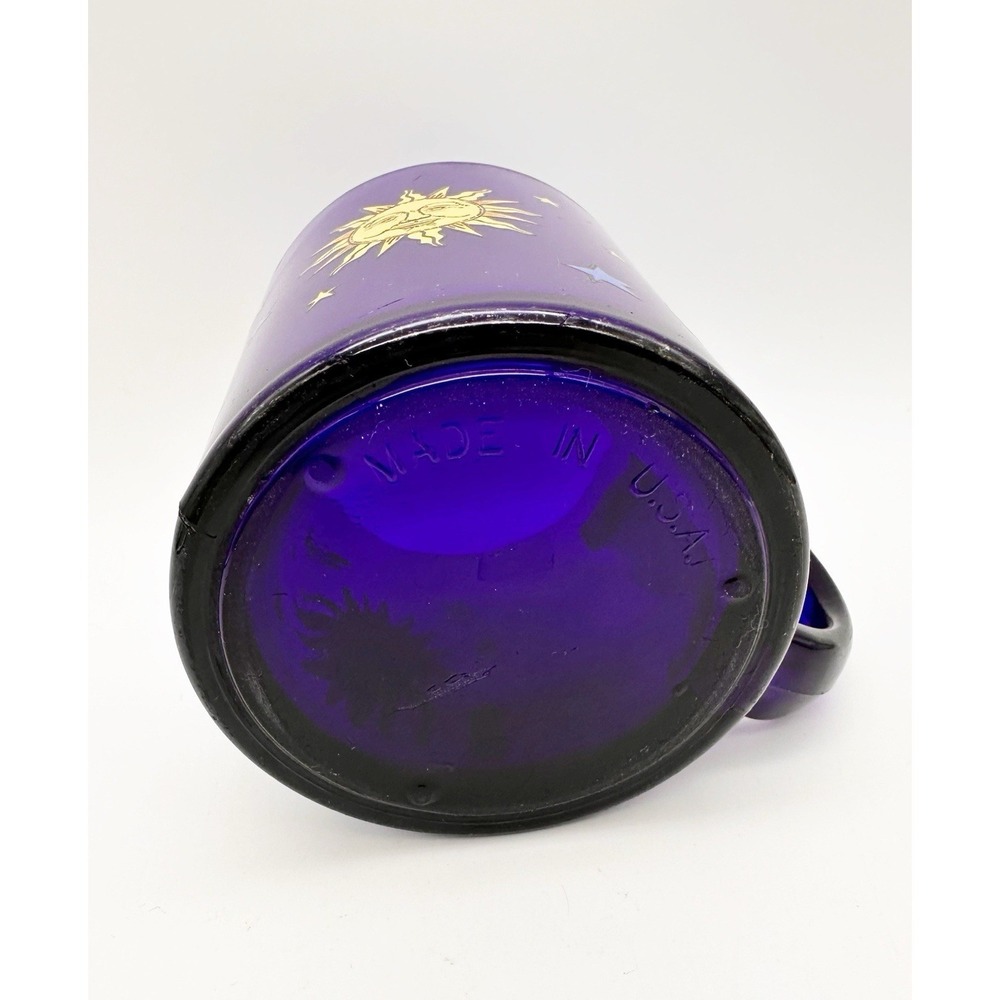 Vintage 90's Libbey Cobalt Blue Celestial Sun & Moon Mug FRIENDS USA Excel Cond - Picture 5 of 7